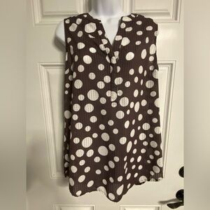 T16- SANDRA INGRISH Brown Polka Dot Sleeveless Top
